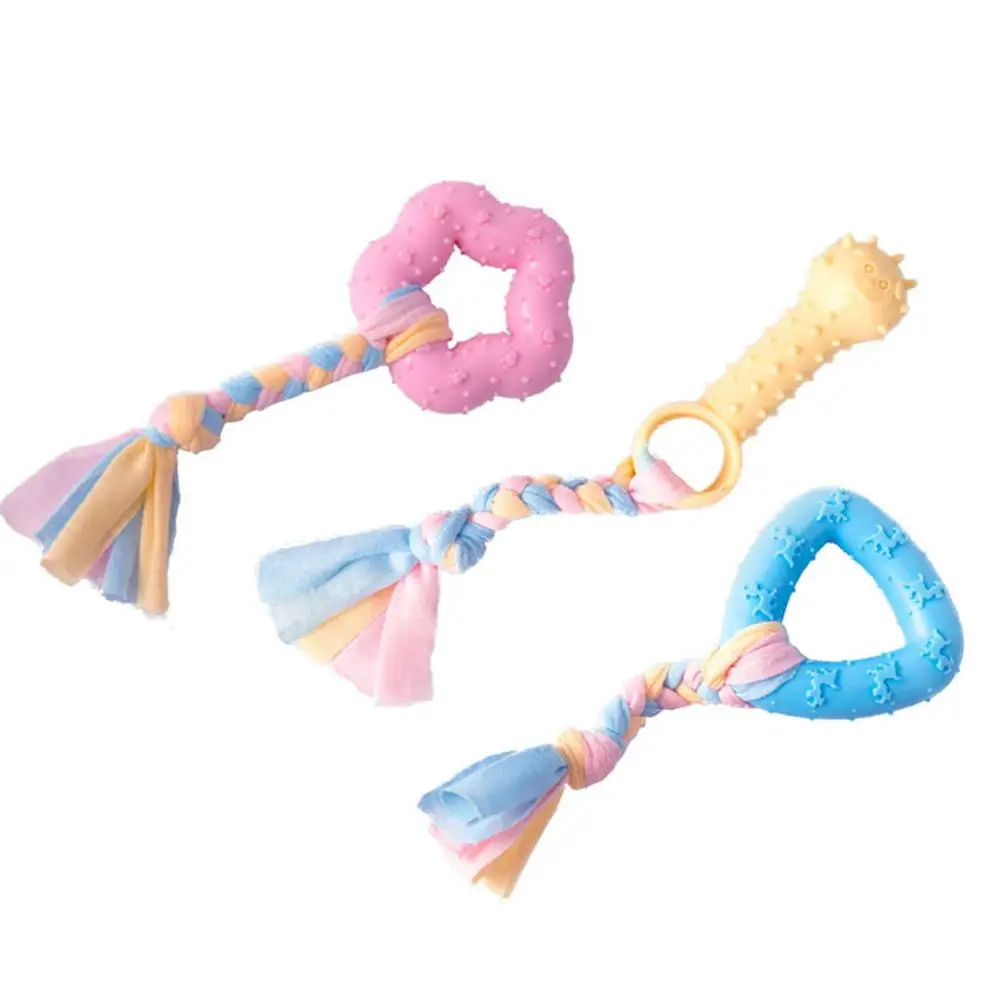 

Cotton Rope Knot Pet Chew Toy Bite Resistant Rubber Bone Shaped Molar Toys Dog Interactive Training Puppy Dental Care Biting Toy