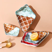 lovely ice cream shape ceramic dish partty cake dessert dish porcelain soy sauce dish handwork color cute food plate