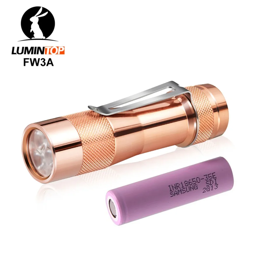 LUMINTOP FW3A Copper Mini Flashlight 3* CREE XP-L HI 2800 Lumen Torch Flash Light by 18650 Battery for Camping,Self Defense