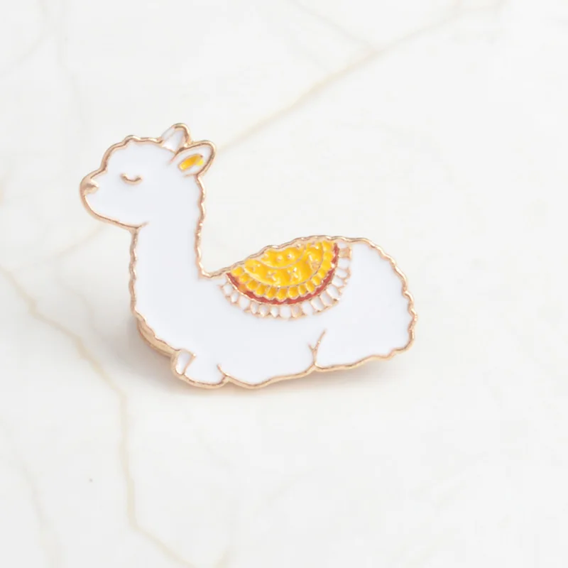 Эмалированные броши в виде мультяшной милой ламы булавка ювелирное изделие