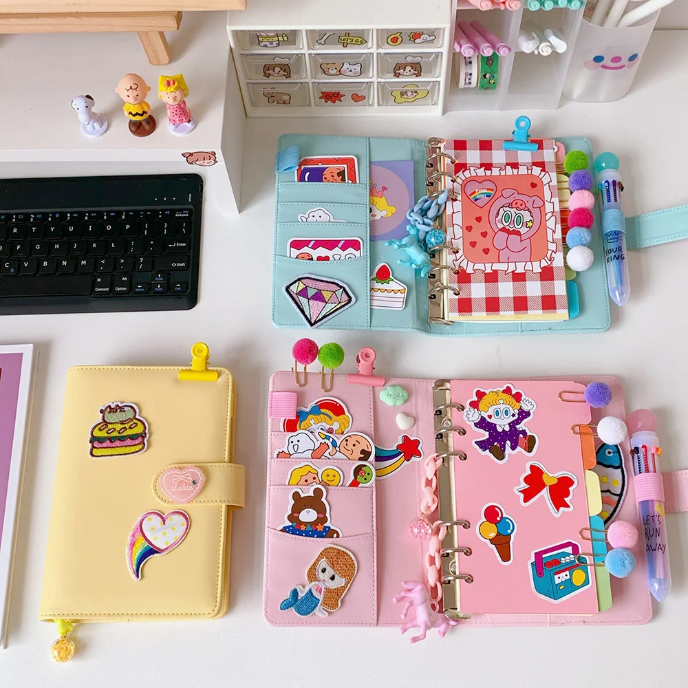 

Korean Cute Ins Notebook Loose Leaf Diary Book School Supplies Girls Travel Journal Notebooks Kawaii DIY Stationery