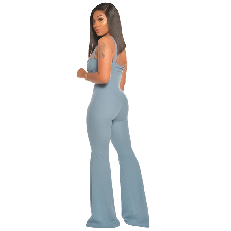 

Fashion Sexy women zipper wrapped chest two-piece suit Backless Sleeveless Flare Pants Streetwear Wholesale lady clothes Elegant