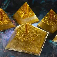 Handmade Meditation Orgonite Pyramid Citrine Crystal Sphere With Citrine Natural Cristal Stone Orgone Energy Healing Orgone