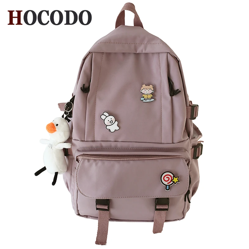 

HOCODO Cute Lady Backpack Women Anti-Theft Backpack Fashion Multi-Pocket School Bags For Teenage Girls Solid Color Laptop Bag