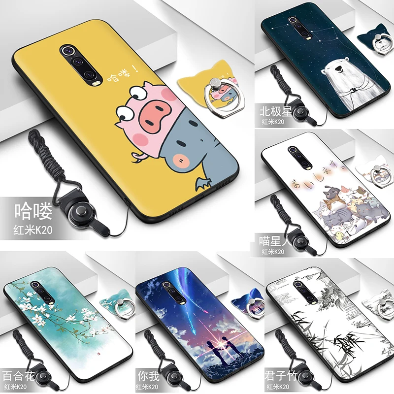 Черный силиконовый чехол с мультипликационным принтом для Xiao mi Red K20 Pro 9T Чехол