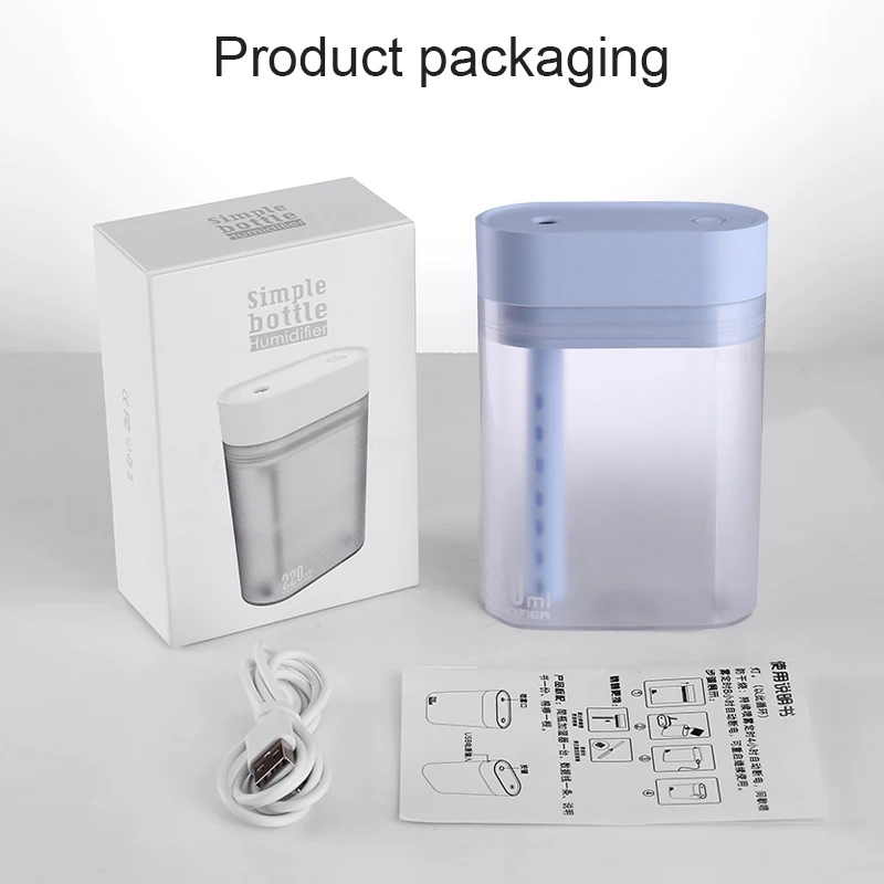 KAIPUTE 220 мл Мини USB увлажнитель воздуха с светодиодный подсветкой ультразвуковой