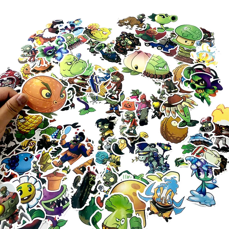 Rompecabezas de ocio para ni&ntilde;os, pegatina de dibujos animados de planta Vs. Zombie para nevera, diario, Maleta de Snowboard, bricolaje, 100 Uds.-5