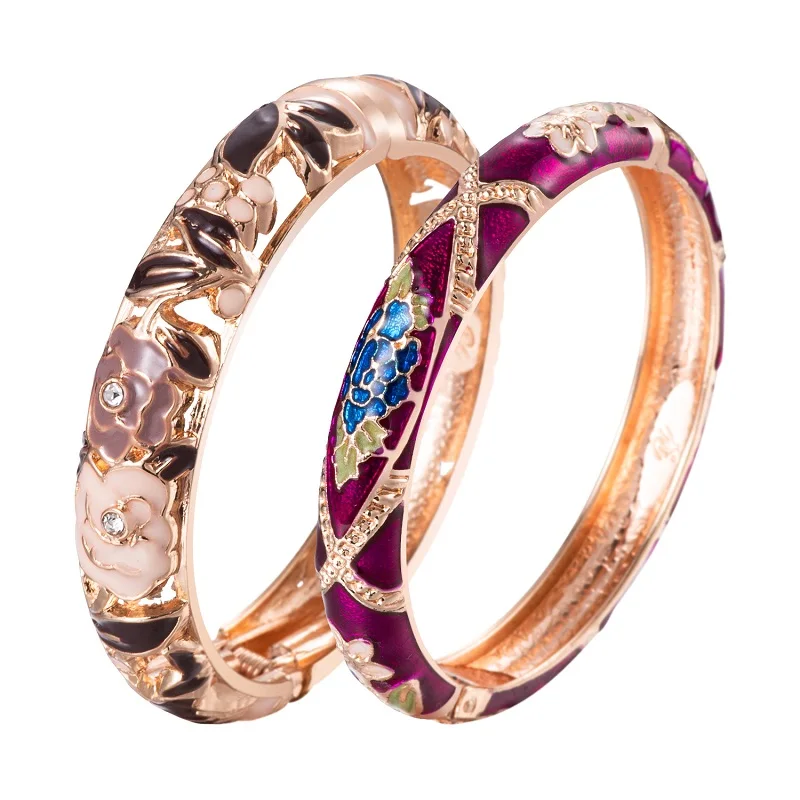 Новинка 2021 Осенний женский китайский цветок Перегородчатые браслеты-манжеты