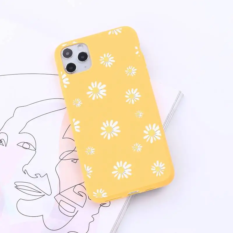 

Summer daisy flowers design pattern Phone Case Candy Color for iPhone 6 7 8 11 12 s mini pro X XS XR MAX Plus