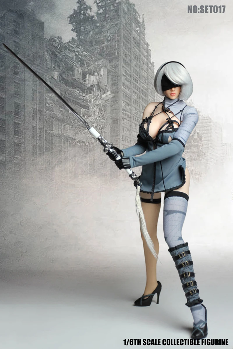 Сексуальные PS4 игры 1/6 NieR Automata 2B YoRHa No. 2 Тип B Девушка с головой лепки и Одежда