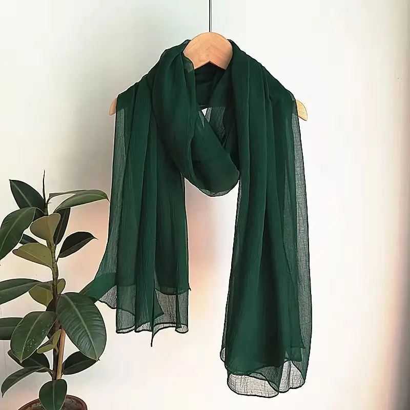 

Pure Color Georgette Silk Scarf Hijab Women Lightweight Turban Summer Sunscreen Scarves 2021 New Design Support Wholesale
