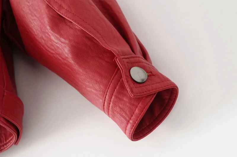 

moto style women PU jackets 2020 spring red pocket ladies coat fashion casual female PU leather jacket vintage loose girls coats