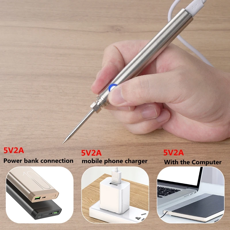 USB soldering iron kit with lid 5V 8W indicator portable microelectronic repair tool | Инструменты
