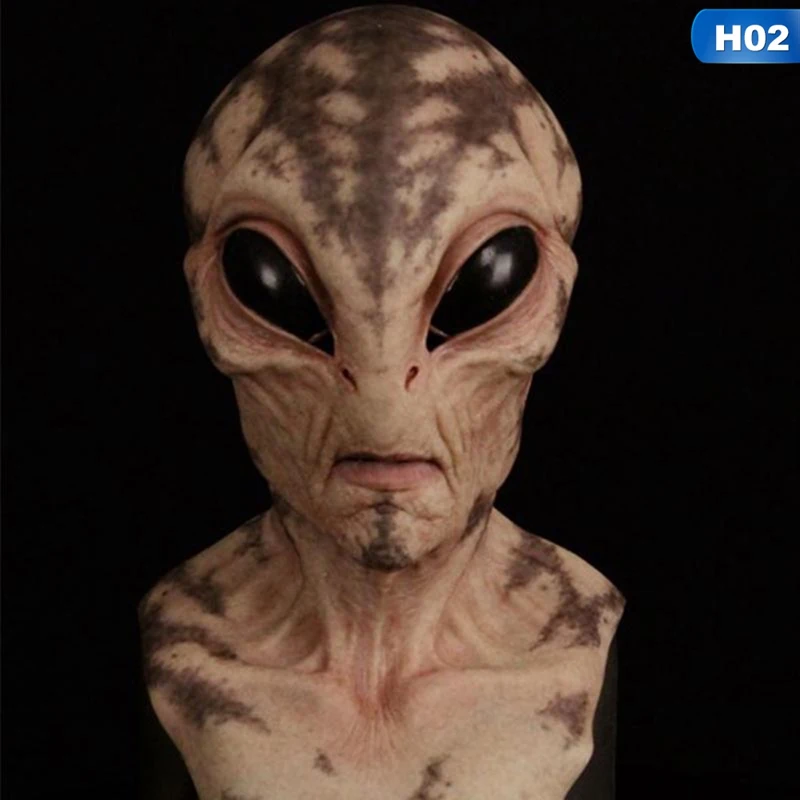 Маска инопланетянина для косплея на Хэллоуин страшная маска все лицо головной