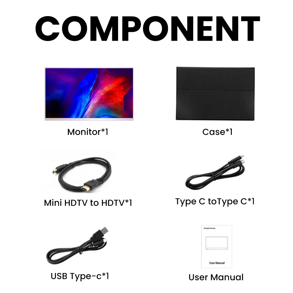 

Monitor Laptop LCD Monitors 1080p HDR IPS Gaming Monitor with Type-C For Samsung PS4 XBOX 15" Thin Computer Peripherals