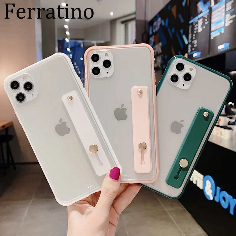 Прозрачный чехол накладка на запястье для iPhone 11 Pro Max XR X Xs 7 8 Plus SE 2020 6 6s матовый