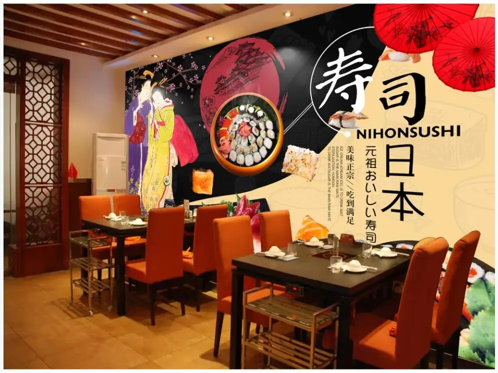 Настенная бумага 3 d домашний декор роспись на заказ японский Ресторан Суши Mt. Fuji