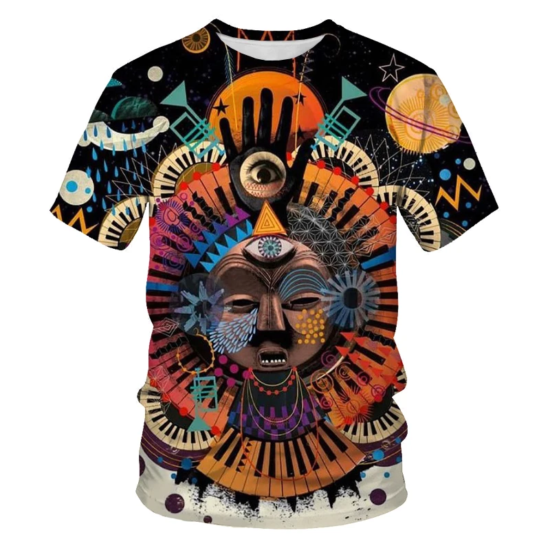 

20213D printing fashion men's and women's T-shirts character graffiti painted soft material casual men's loose O-neck T-shirt