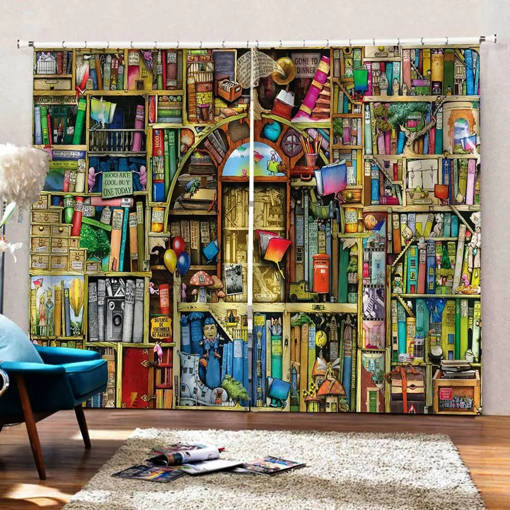 3D Curtain Luxury Blackout Window Living Room color bookself curtains curtain | Дом и сад