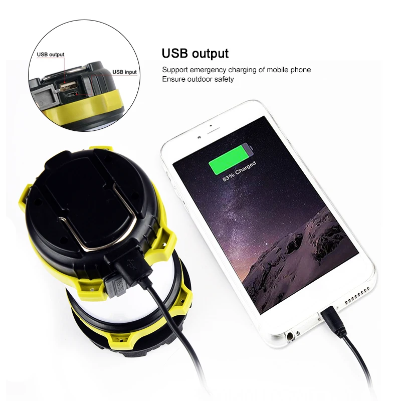 Переносной светильник для кемпинга фонарь 2 в 1 с USB-зарядкой регулируемой