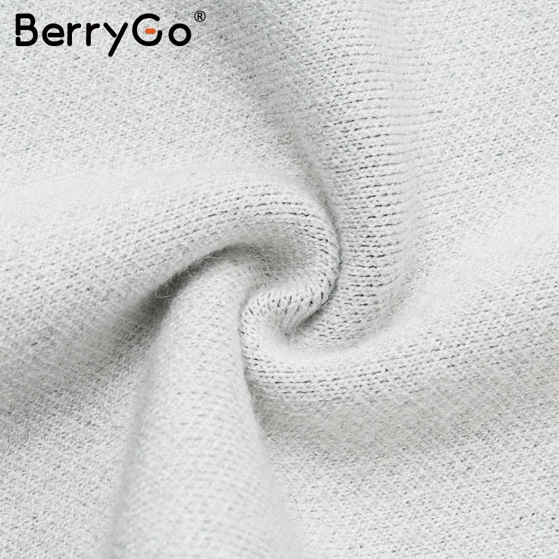 BerryGo Sexy v-neck women knitted dress Vintage winter lady club streetwear mini dress Party style autumn bodycon sweater dress