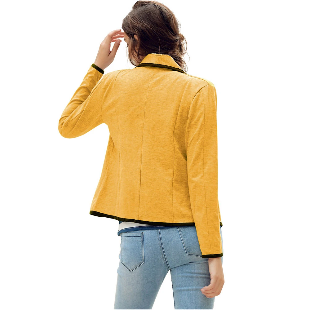 Joineles, одноцветные, размера плюс, 6XL, Женские повседневные топы, OL, Осенние, с отворотами, свернутые рукава, короткие карманы, однобортные, тонкие куртки