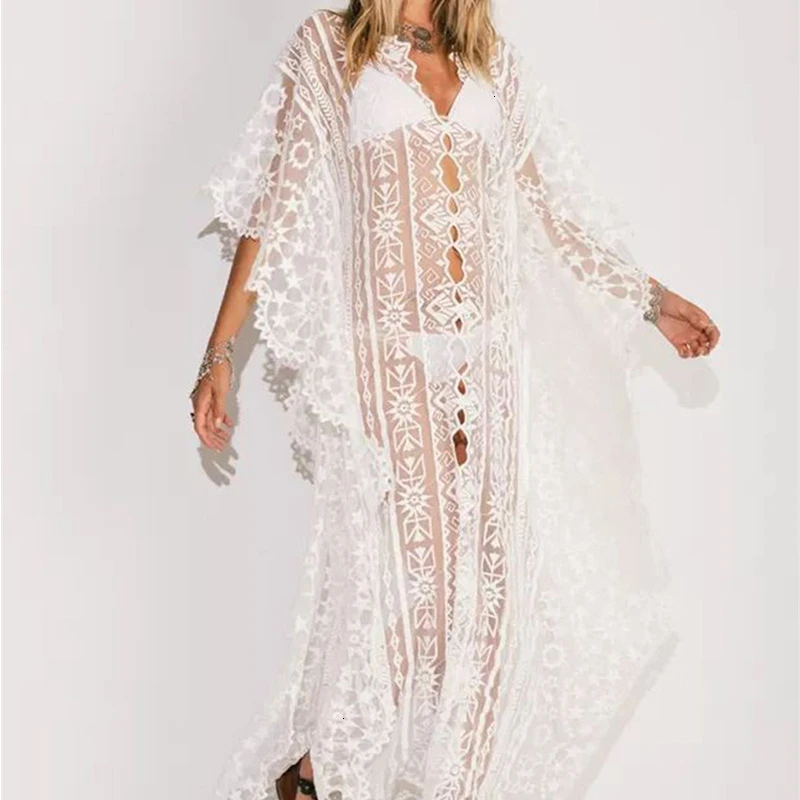2020 летнее бикини накидка Солнцезащитная одежда женское пляжное платье кружевное