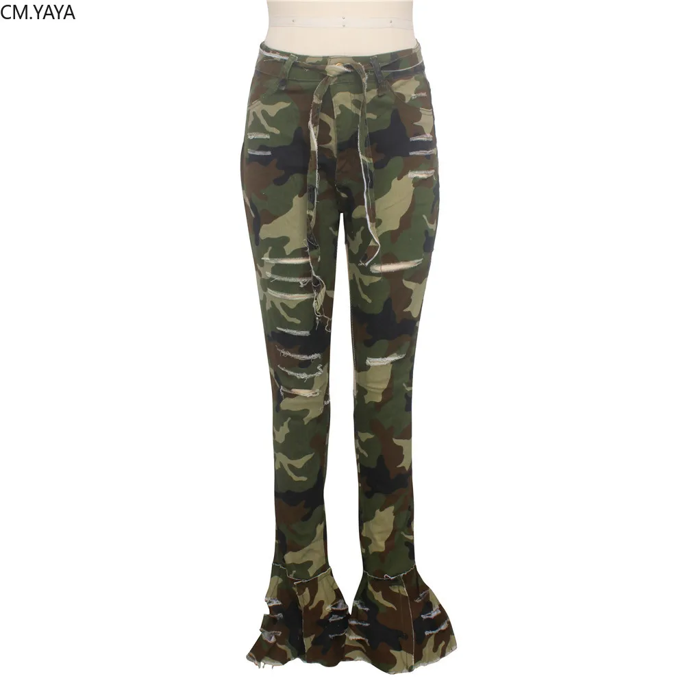 GL джинсы осень зима женские джинсовые штаны облегающие рваные камуфляжные