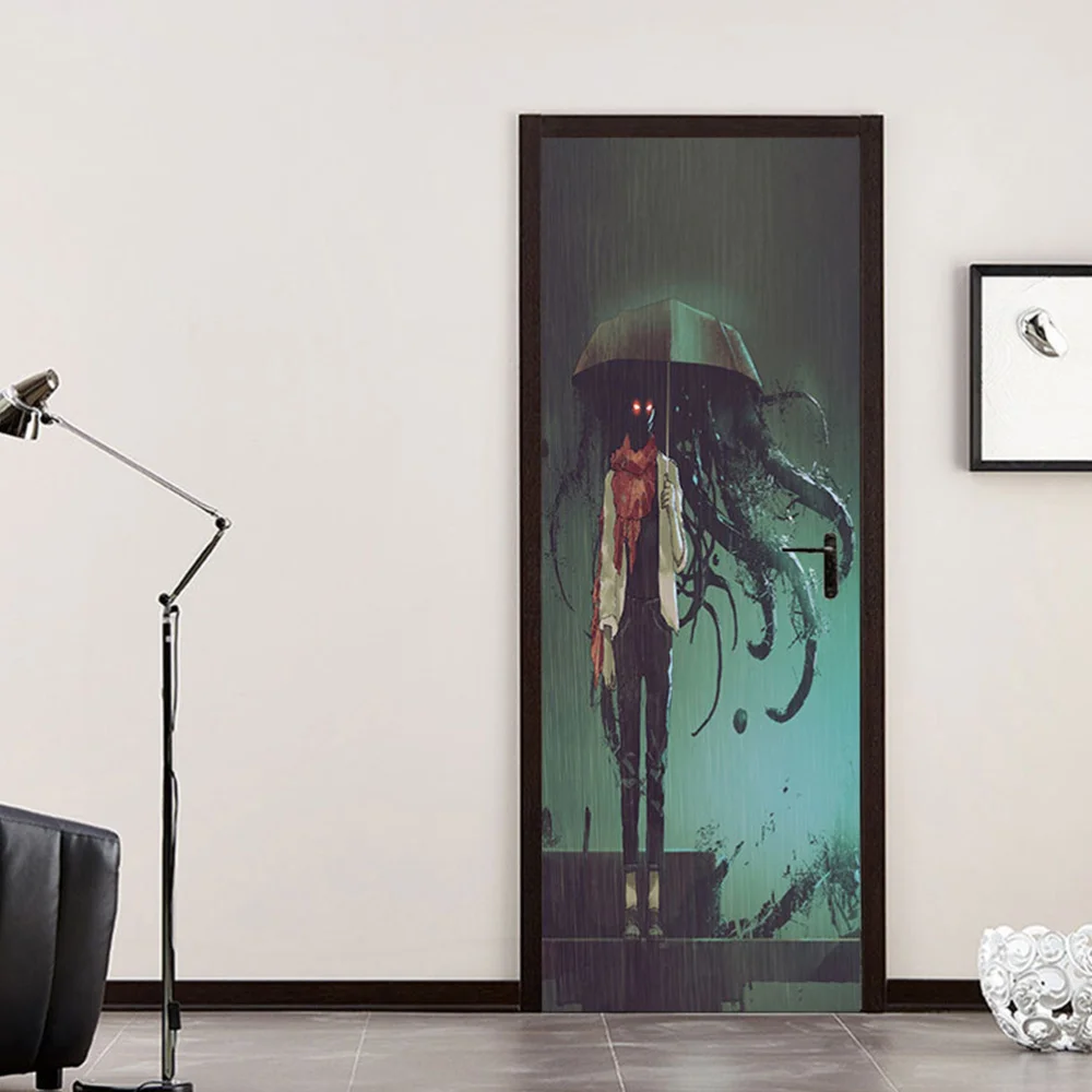 2 шт. наклейки на дверь Хэллоуин мрачный дьявол под зонтом паста кино торговый
