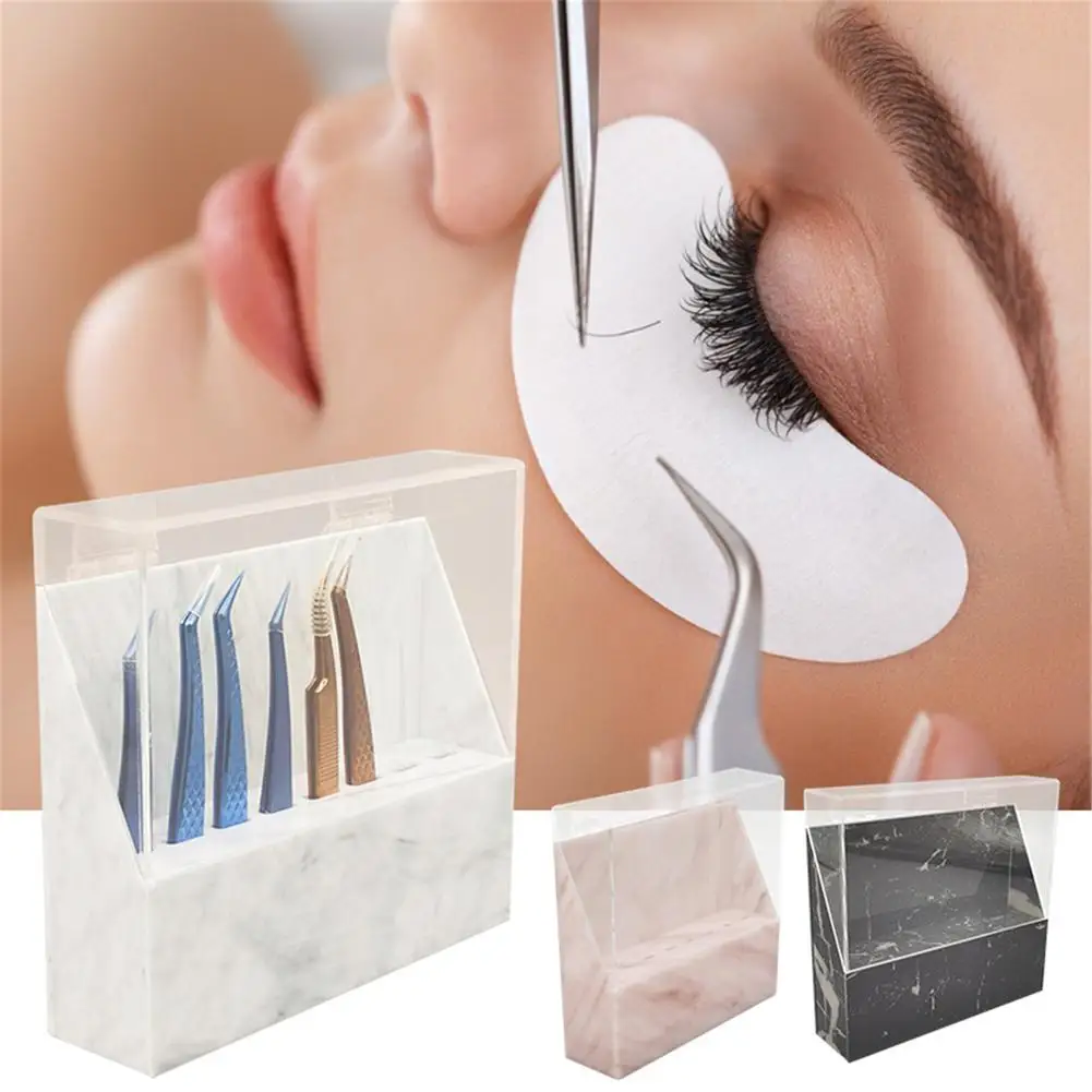 

8 Holes Tweezers Holder Tweezers Display Stand Organizer Durable Eyelash Extension Tools Holder Rack Flip Type Dustproof