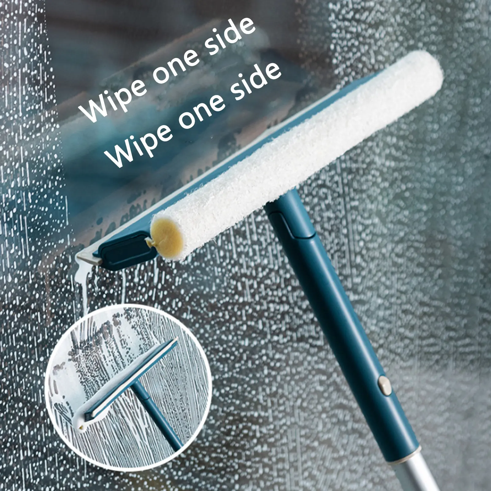

Window Squeegee Cleaner Glass Cleaner Scrubber With Telescopic Pole Retractable Cleaning Tools Double-sided Scraper Window Brush