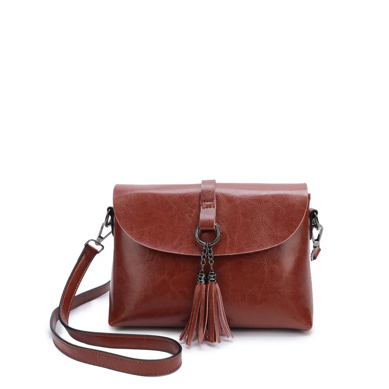 

hot Arrival Genuine Leather Women Crossbody bags Fashion Tassel Messenger bags Simple Design Small Female Shoulder bags Women