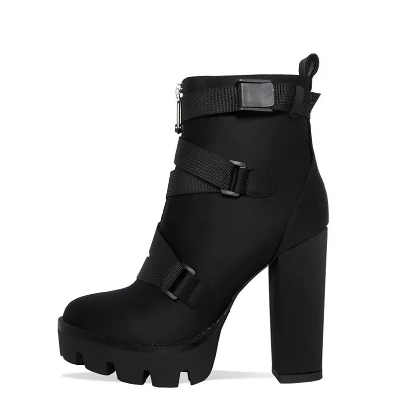 Prova Perfetto 2019 New Fashion Spring Autumn Platform Ankle Boots Women Thick Heel Ladies Worker Black | Обувь