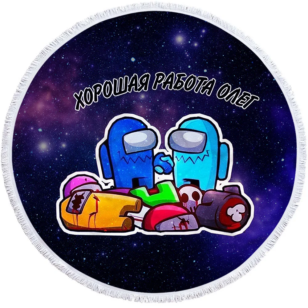 

Game Among us 3D Print Round Beach Microfiber Towel With Tassel 150cm For Swimming Bath Picnic Bathroom Kitchen Towel Polyester