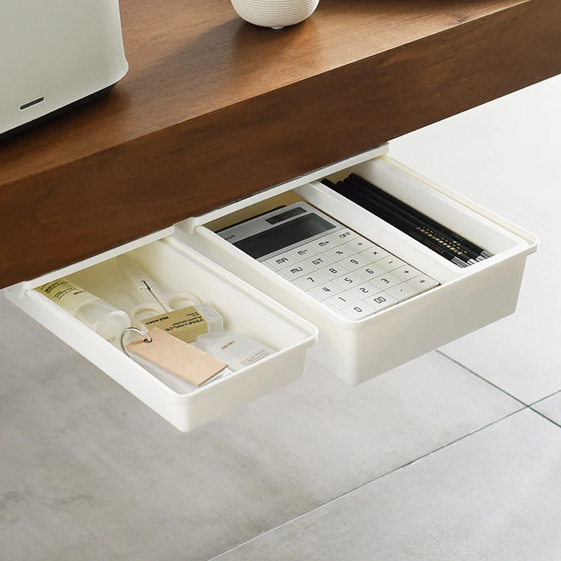 

NEW Punch-free Bottom Storage Box Drawer Type Cosmetic Storage Box Under The Table Office Home Stationery Storage Box