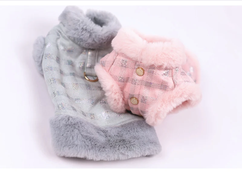 Three color warm winter Dog parka clothing Puppy Clothes Vestidos vest cat Pets dogs coats Jacket Jackets Chihuahua plaid parka