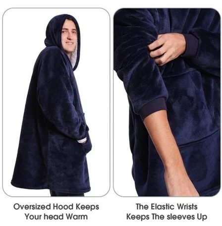 

Winter Warm Thick TV Pocket Blanket Hoodie Sofa Weighted Blankets With Sleeves Flannel Fleece Adult Kids Plush Bathrobe Pullover