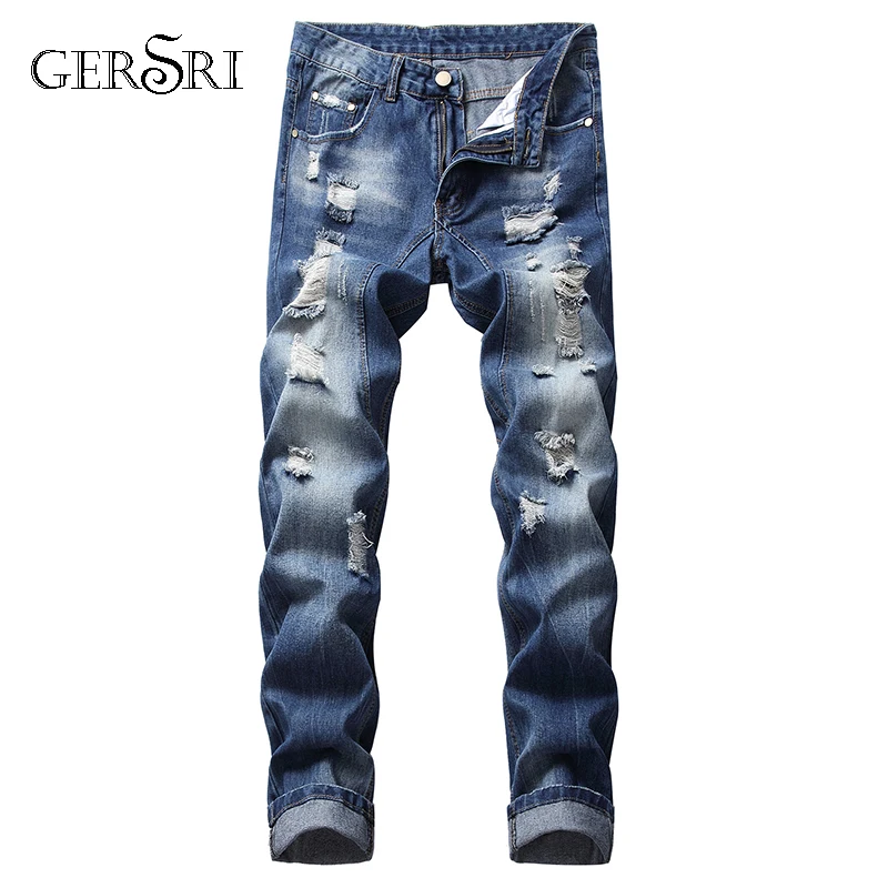 Мужские облегающие джинсы gerшри в стиле Северо американского окрашенные осенне