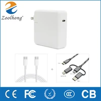 87w usb c pd power adapter with free 3 in 1 charger cable for macbook phone android and type c convert to type c cable