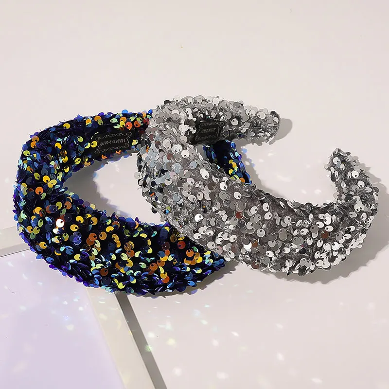

Glitter Head Hoop Fish Scale Sequins Hair Accessories Wide Brimmed 1PC Shiny Colorful Shining Sequins Headband Sponge Hair Hoop