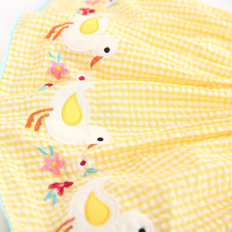 Новое летнее платье для девочек детский жилет мультяшное с цветочной вышивкой