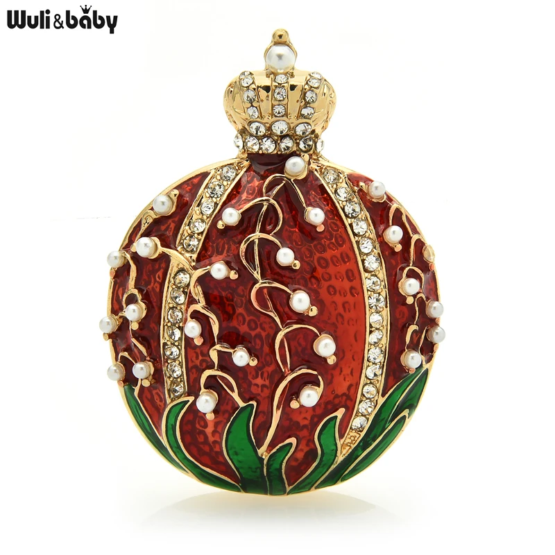 

Wuli&baby Enamel Crown Flower Brooches For Women Rhinestone Palace Style Party Office Brooch Pin Gifts