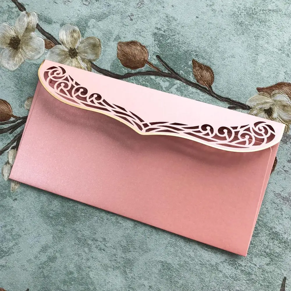 50pcs/lot Little Pink Craft Paper Envelope Wedding Invitation Card Formal Business Letter Cover Sculpture Design | Дом и сад