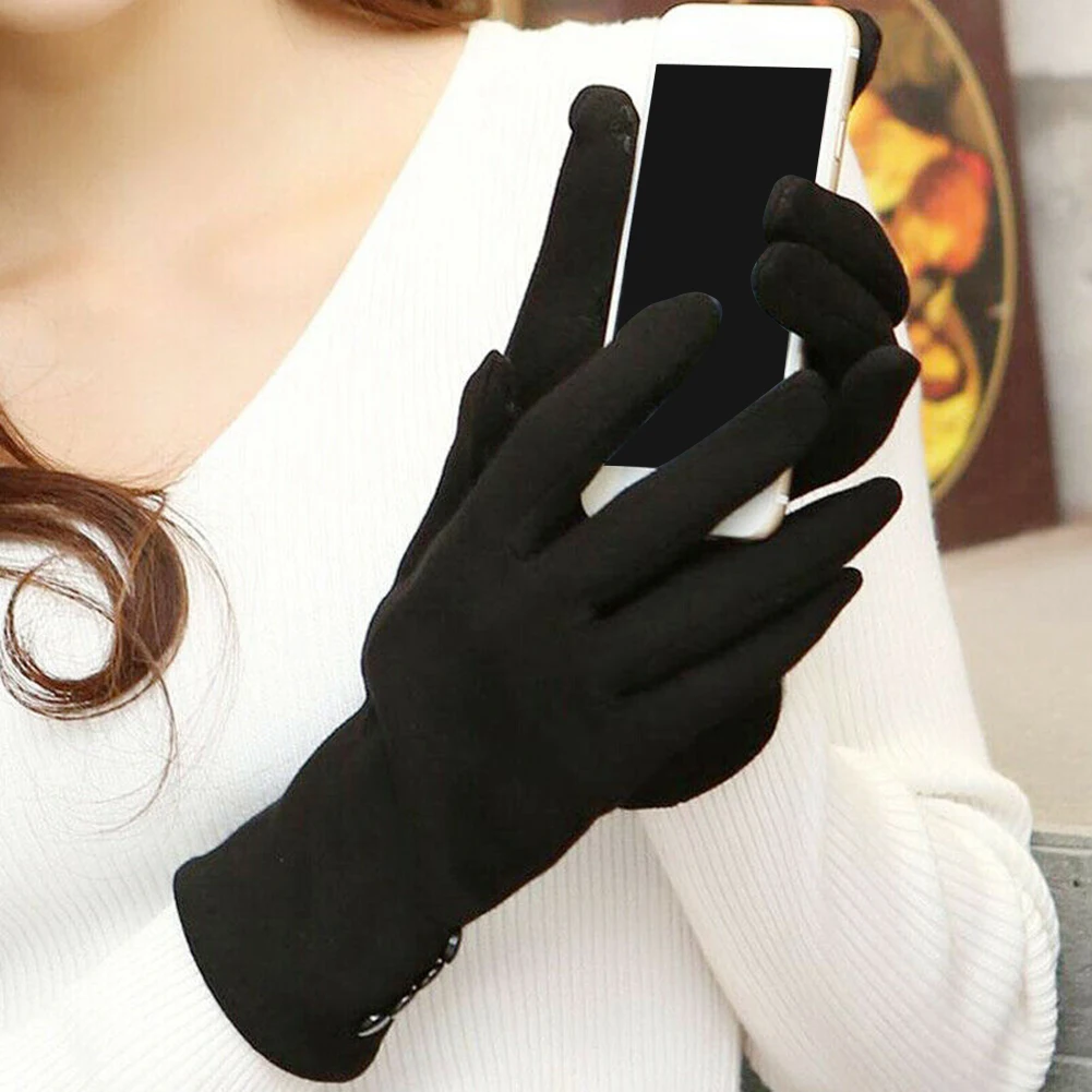 Теплые перчатки с четырьмя кнопками для сенсорного экрана не пуховой материал