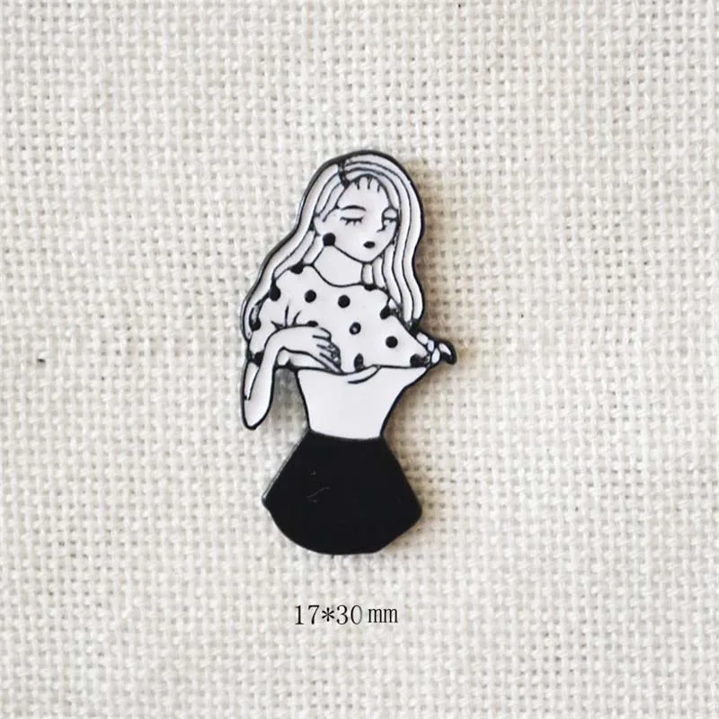 ENZE new fashion cartoon enamel girl avatar brooch bag badge clothing accessories collar needle for couple | Украшения и