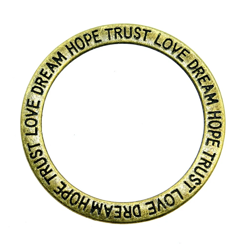 

10pcs 35mm 3 Colors Dream Trust Faith Love Big Circle Connector Charms Pendant