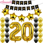 Amawill 20 день рождения комплект украшений для вечеринки 32 дюймов Золотой номер воздушный шар с днем рождения латексный шар 20 лет декор для вечеринки 6D