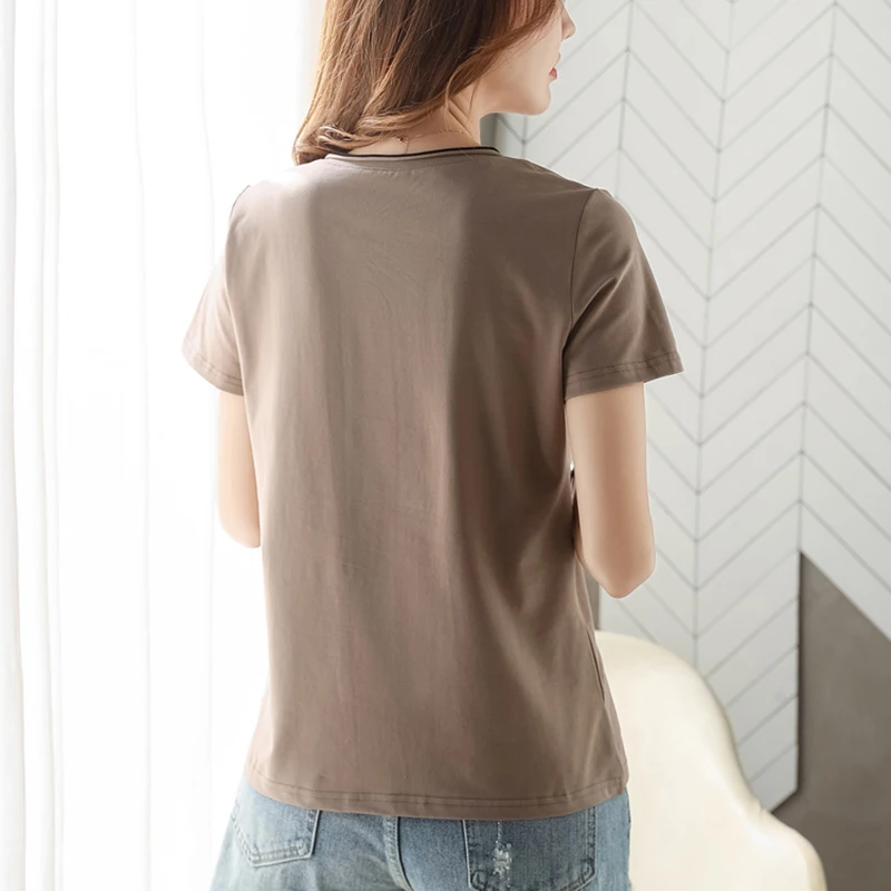 

BOBOKATEER 2021 Femme T-shirts Short Sleeve Cotton T Shirt Women Clothes Plus Size Woman Tshirts O-Neck Tee Shirt Poleras Mujer