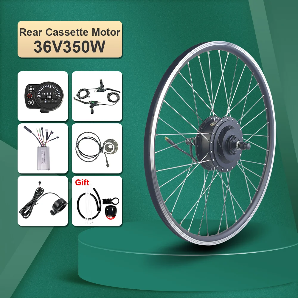 

Electric Bicycle Conversion Kit 36V 350W 16 20 24 26 27.5 28 29 Inch Cassette Gear Hub Wheel Motor For Ebike Conversion Kit
