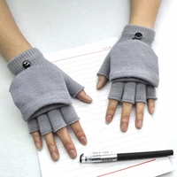 fingerless flip gloves winter warm soft comfortable wool knitted glove touchscreen for women en exposed finger mittens gloves